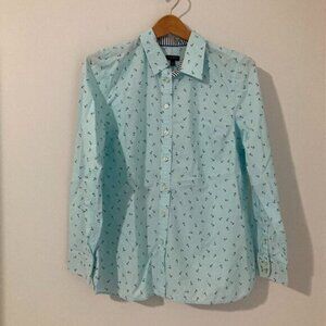 Talbots Women Size M Nautical Preppy Button Down Long Sleeves Blouse Shirt Blue